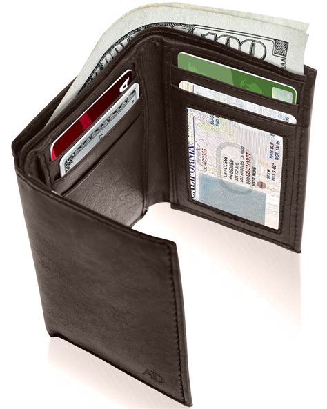 mens trifold wallets with 10 card slots and rfid block|men's genuine leather trifold wallet.